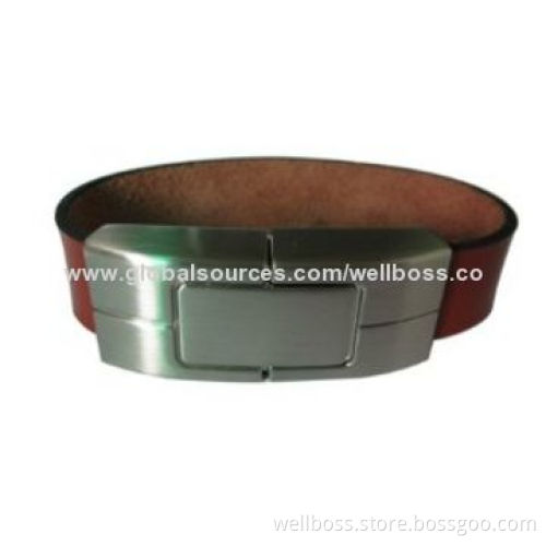 Leather Bracelet USB Flash Drive with Aluminum Housing, 1GB-32GB, Factory Price